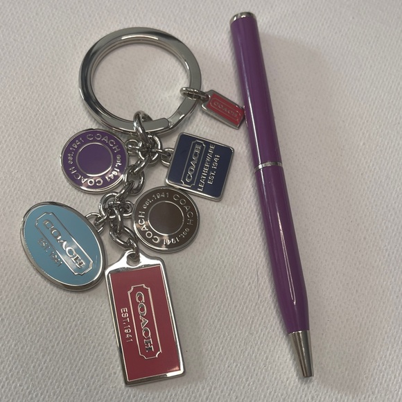 Coach Accessories - Coach Multicolor Keychain and Purple Coach Pen Set